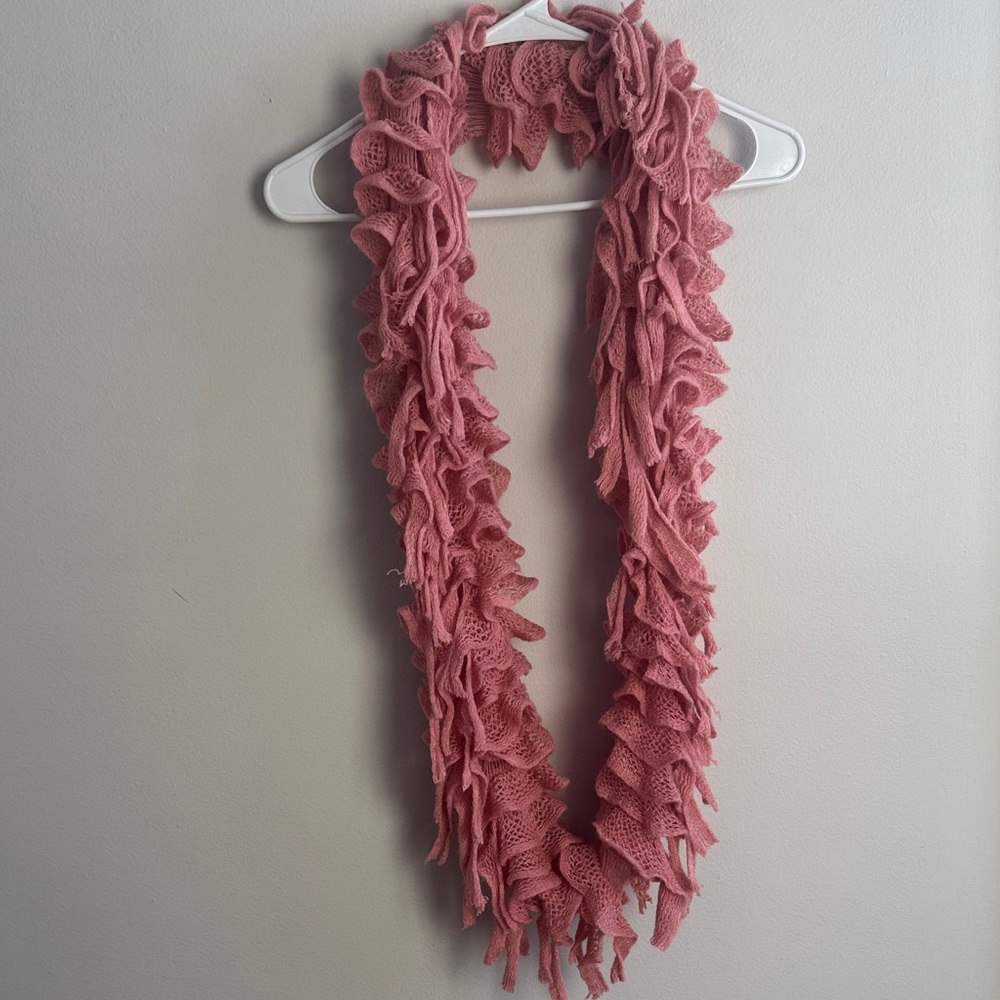 Elegant Pink Ruffled Scarf